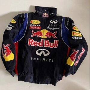 Red bull F1 Racing Jacket Dark Blue – Handcrafted Thread Embroidery (Not Printed)