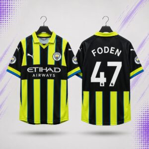 Phil Foden #47 Manchester City Away Jersey – Black & Neon Fan Edition